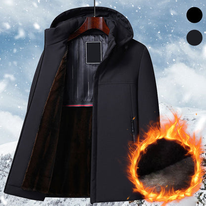 🔥Termisk, tykk parkas med hette for menn –🧥Vindtett, vannavstøtende, holder kroppstemperaturen oppe!