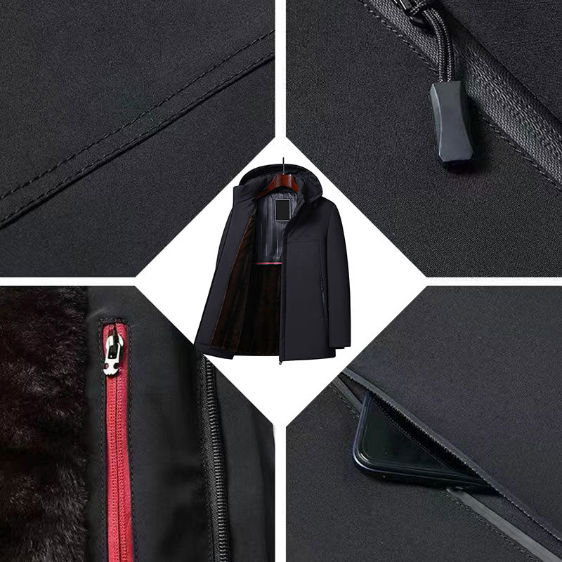 🔥Termisk, tykk parkas med hette for menn –🧥Vindtett, vannavstøtende, holder kroppstemperaturen oppe!
