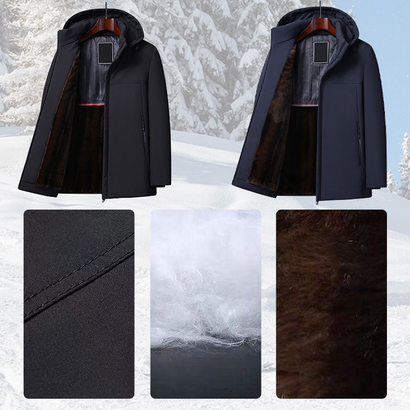 🔥Termisk, tykk parkas med hette for menn –🧥Vindtett, vannavstøtende, holder kroppstemperaturen oppe!