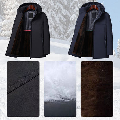 🔥Termisk, tykk parkas med hette for menn –🧥Vindtett, vannavstøtende, holder kroppstemperaturen oppe!