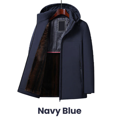 🔥Termisk, tykk parkas med hette for menn –🧥Vindtett, vannavstøtende, holder kroppstemperaturen oppe!
