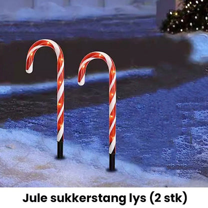 Solcelledrevet julepynt: sukkertøystenger lys