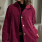 Dame Oversized Hette Corduroy Knapp-ned Shacket