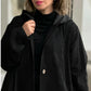 Dame Oversized Hette Corduroy Knapp-ned Shacket