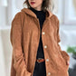 Dame Oversized Hette Corduroy Knapp-ned Shacket