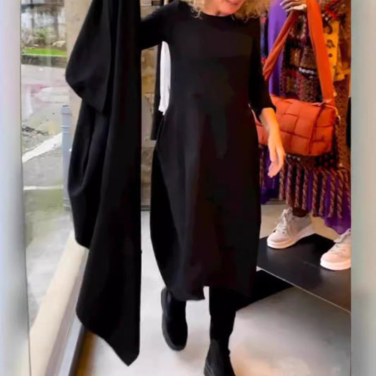 ✨️ 48% rabatt ✨️ Kjole med lange ermer og rund hals i ensfarget design