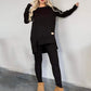 Sweatshirt med høy, lav hem ＆ Bodycon-buksesett