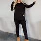 Sweatshirt med høy, lav hem ＆ Bodycon-buksesett