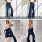 Høytaljede jeans med vidde og belte for dame