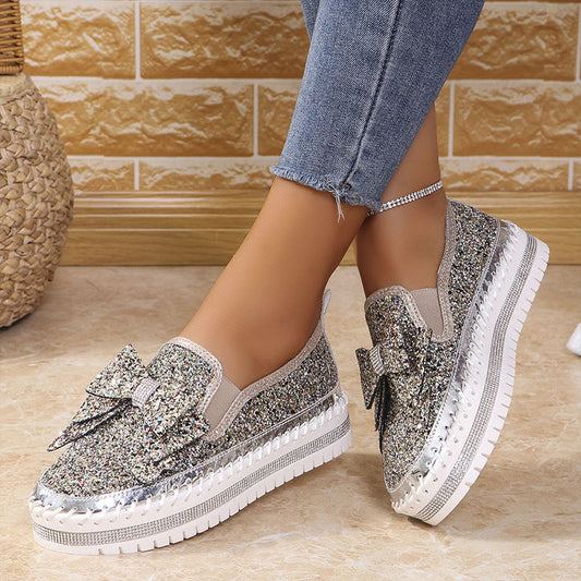 ✨Nye produkter på tilbud ✨Joggesko med sløyfe og rhinestones for kvinner