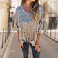 🌞HOT SALE👚Løs V-hals T-skjorte med leopardmønster og halvlange ermer for kvinner