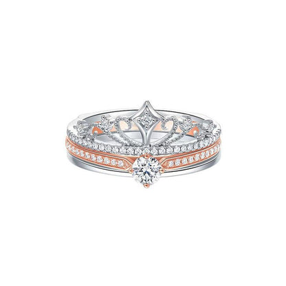 Elegant kronesett med zirkonia-ring