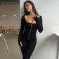 🤩💖Slim Fit Langermet Jumpsuit med Glidelås