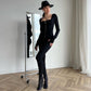 🤩💖Slim Fit Langermet Jumpsuit med Glidelås