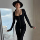 🤩💖Slim Fit Langermet Jumpsuit med Glidelås