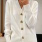 🔥Dame Casual Vinter Ensfarget Garn Ullknapp Cardigan