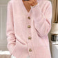 🔥Dame Casual Vinter Ensfarget Garn Ullknapp Cardigan
