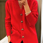 🔥Dame Casual Vinter Ensfarget Garn Ullknapp Cardigan
