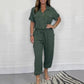 Utility-jumpsuit med korte ermer for kvinner