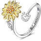 Justerbar Spinner Sunflower Alphabet Ring