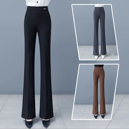 Dame High-Waist Stretch Micro-Flare Casual Bukse