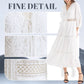 Boho V-hals hvit midikjole