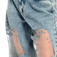 Damejeans med vintage-trykk og mesh-patchwork