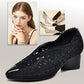 Hule sandaler i mesh med rhinestone og chunky hæl