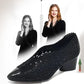 Hule sandaler i mesh med rhinestone og chunky hæl
