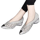 Hule sandaler i mesh med rhinestone og chunky hæl