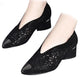 Hule sandaler i mesh med rhinestone og chunky hæl