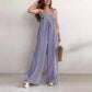 Løs, uformell, stripete jumpsuit for kvinner