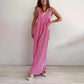 Løs, uformell, stripete jumpsuit for kvinner