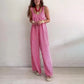 Løs, uformell, stripete jumpsuit for kvinner