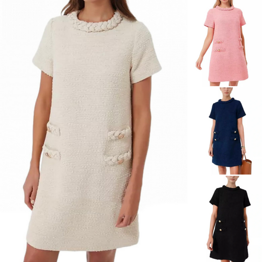 Elegant kortermet tweedkjole til dame