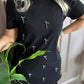 Damekjole med rhinestone-utsmykning og korte ermer