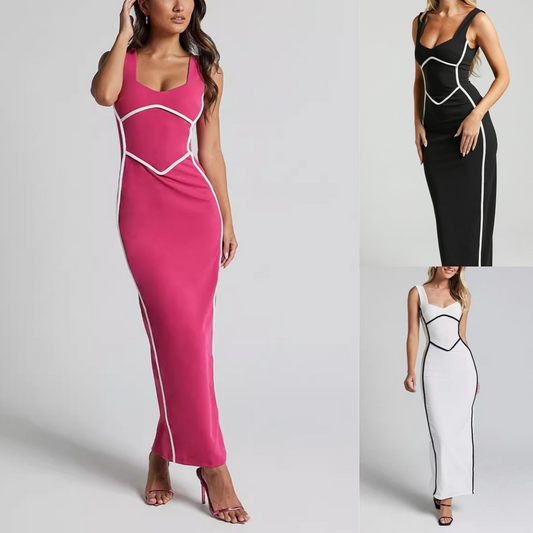 💕Hva skal jeg ha på meg i morgen? 💕Ermeløs bodycon-kjole for kvinner med sliss i ryggen