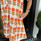Kort ermet kjole med vintage blomstertrykk for kvinner