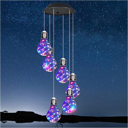 🌠Vanntett🌠💡Fargerike LED-solcelledrevne lyspærer vindspill🌈