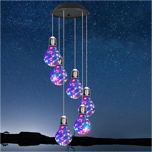 🌠Vanntett🌠💡Fargerike LED-solcelledrevne lyspærer vindspill🌈