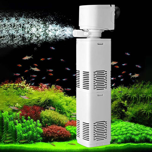 3-i-1 akvariefilter - filtrering, lufting, fjerning av avfall, vannpumping