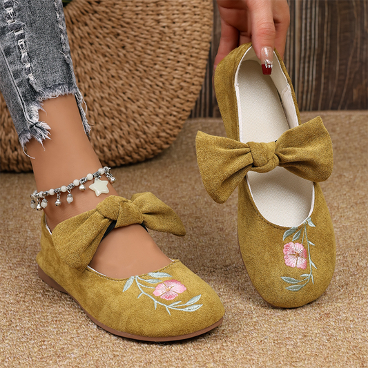 Casual broderte slip-on-ballerinasko for kvinner