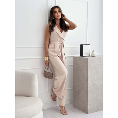 ☀️Frauen Ermeløs V-hals uten ermer Jumpsuit🕊️