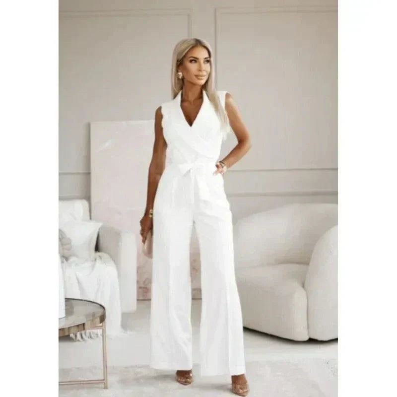 ☀️Frauen Ermeløs V-hals uten ermer Jumpsuit🕊️
