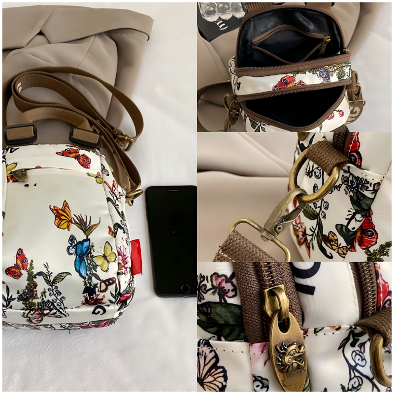 Flerlags skulderveske med motetrykk for kvinner