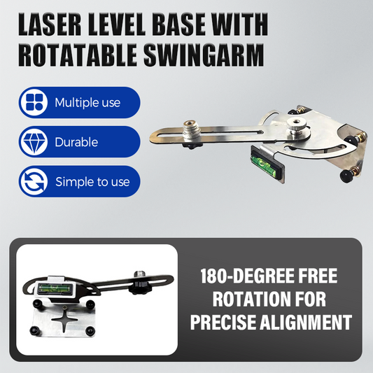 Lasernivåbase med roterbar svingarm