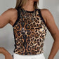Slim fit-tank med rund hals og paljetter