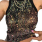 Slim fit-tank med rund hals og paljetter