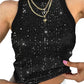 Slim fit-tank med rund hals og paljetter