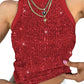 Slim fit-tank med rund hals og paljetter